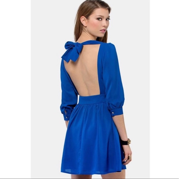 Tobi Stroll Along Royal Blue Deep V/Backless Dress - Picture 2 of 2